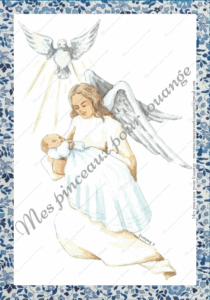 bapteme cadre fleuri bleu ange stesprit