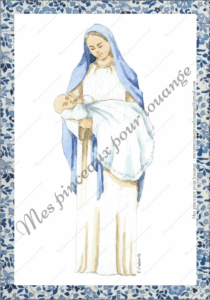 bapteme cadre fleuri bleu marie enfant