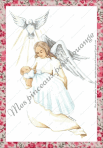 bapteme cadre fleuri rose ange stesprit