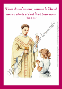 communion fille cadre uni rose